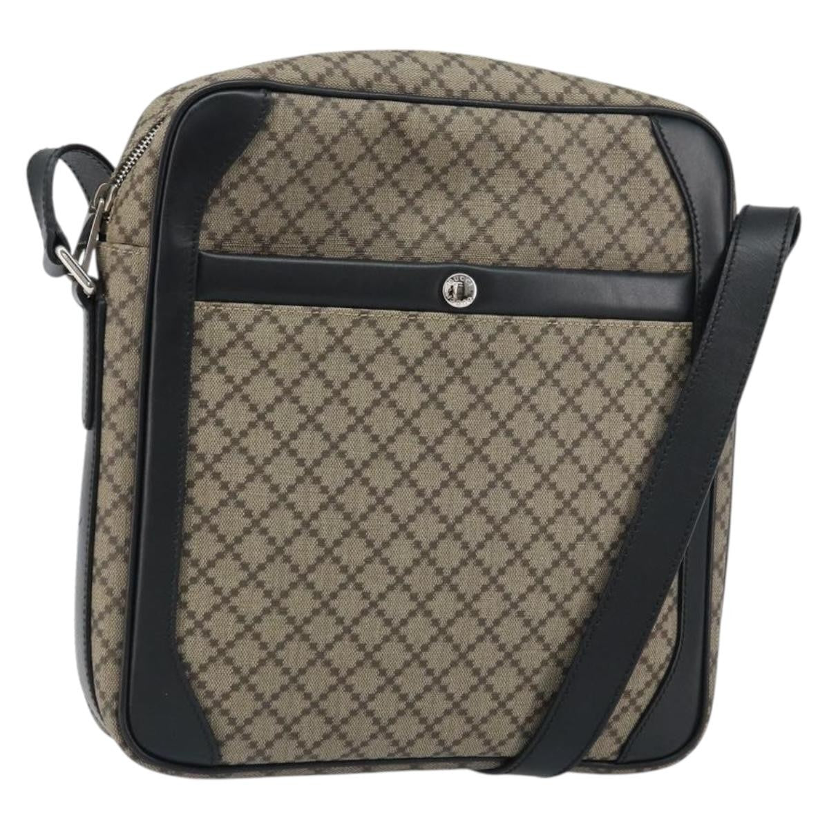 Gucci Snap Messenger Bag Diamante Coated Canvas, BEIGE, PVC, Shoulder bag