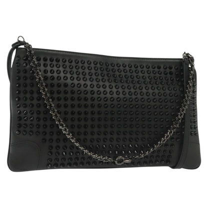 Christian Louboutin Loubiclutch Spiked Leather, BLACK, LEATHER, Shoulder bag