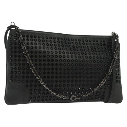 Christian Louboutin Loubiclutch Spiked Leather, BLACK, LEATHER, Shoulder bag