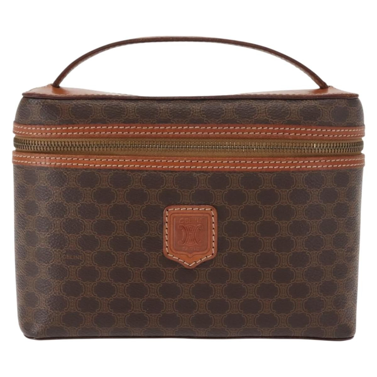 Celine Macadam Vanity Bag Canvas, BROWN, CANVAS, Handbag