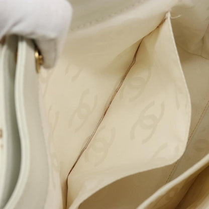 Chanel Surpique Tote Quilted Leather, WHITE, LEATHER, Tote bag