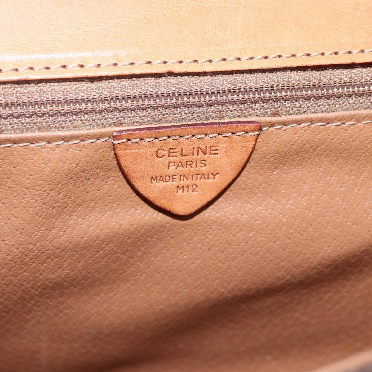 Celine Vintage Macadam Circle Logo Shoulder Bag Canvas and Leather, BROWN, CANVAS, Shoulder bag