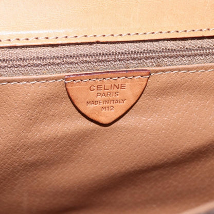 Celine Vintage Macadam Circle Logo Shoulder Bag Canvas and Leather, BROWN, CANVAS, Shoulder bag