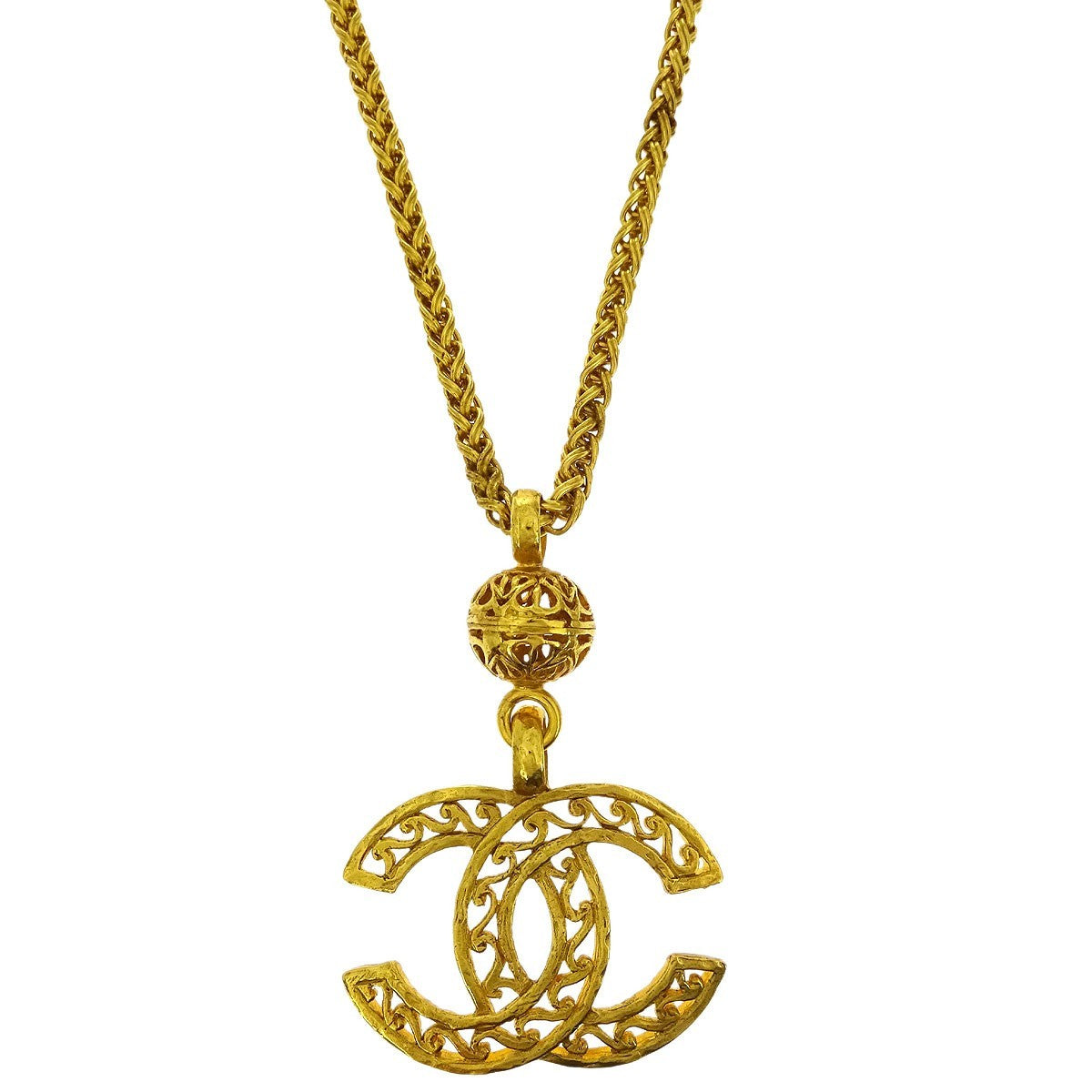 Chanel Vintage Giant CC Pendant Long Necklace Metal, GOLD, GOLD_PLATED, Necklace