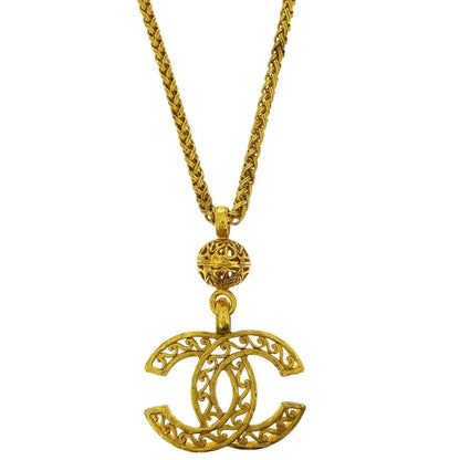 Chanel Vintage Giant CC Pendant Long Necklace Metal, GOLD, GOLD_PLATED, Necklace
