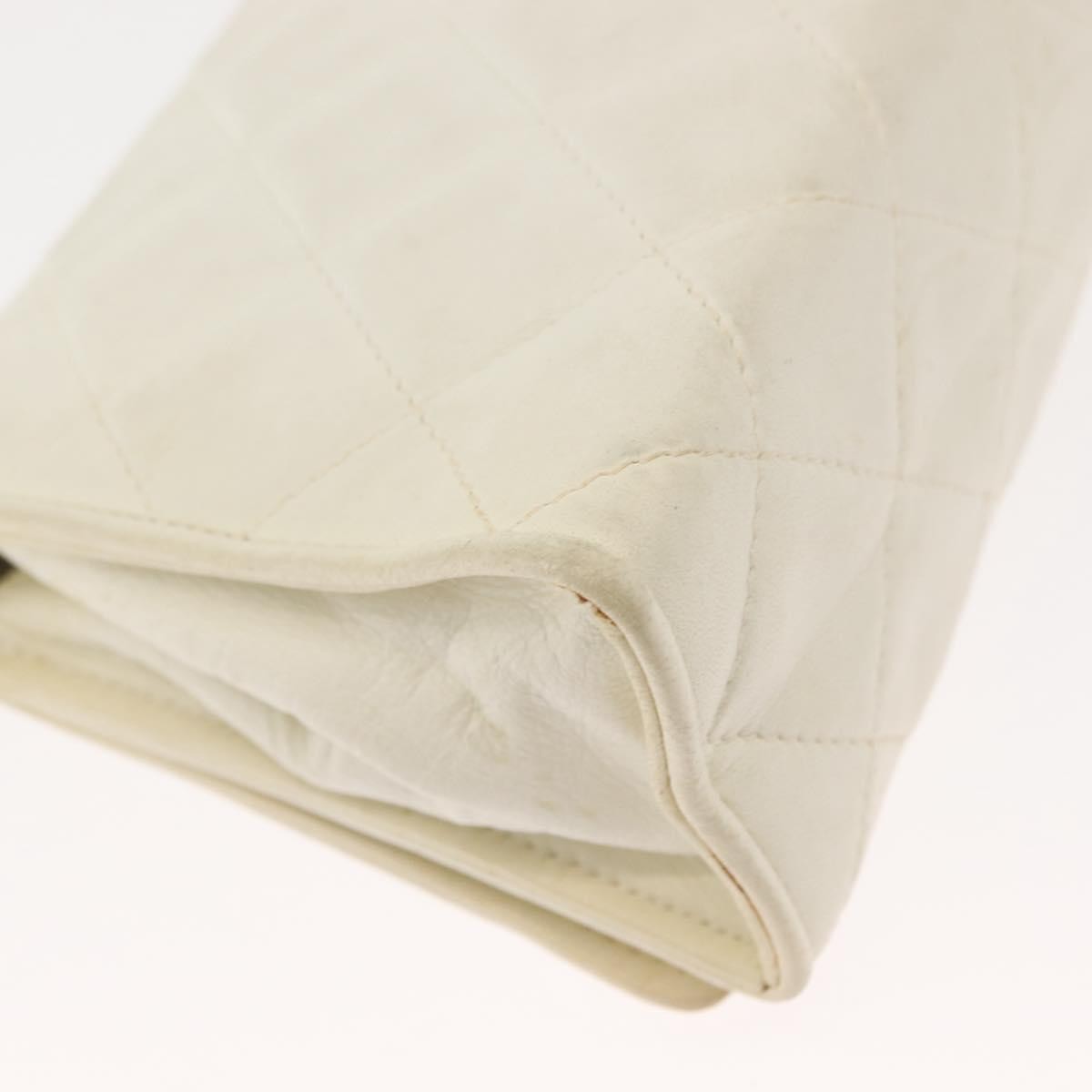 Chanel Full Flap Wallet on Chain Quilted Lambskin, WHITE, LEATHER, Clutche & pouche