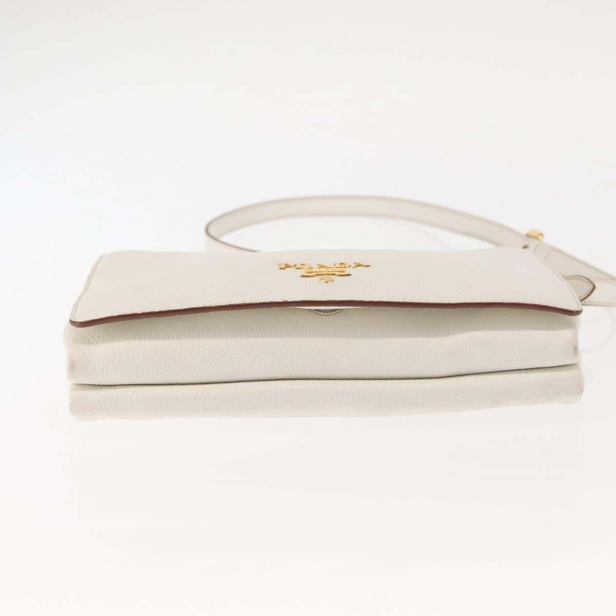 Prada Flap Crossbody Bag Vitello Daino, WHITE, LEATHER, Shoulder bag