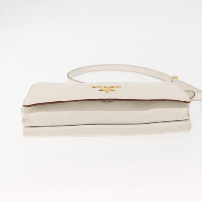 Prada Flap Crossbody Bag Vitello Daino, WHITE, LEATHER, Shoulder bag