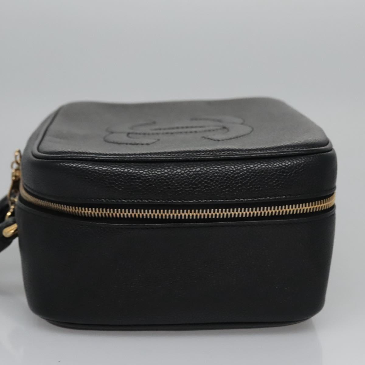 Chanel Vintage Timeless Zip Around Vanity Case Caviar, BLACK, LEATHER, Toiletry Case
