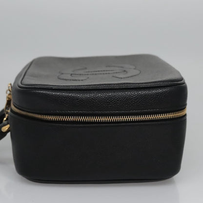 Chanel Vintage Timeless Zip Around Vanity Case Caviar, BLACK, LEATHER, Toiletry Case