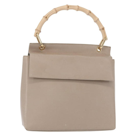 Gucci Vintage Bamboo Handle Bag Leather, BEIGE, LEATHER, Handbag