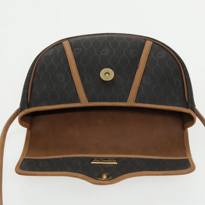 Christian Dior Vintage Honeycomb Flap Crossbody Bag Coated Canvas, BLACK, CANVAS, Crossbody bag