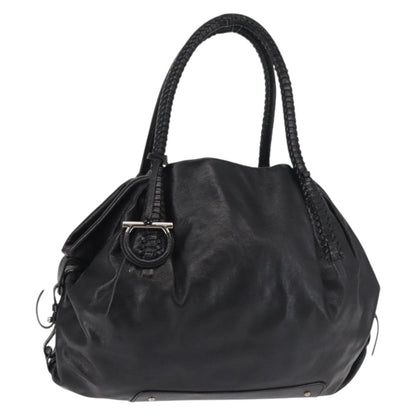 Salvatore Ferragamo Gancini Tote Leather, BLACK, LEATHER, Tote bag