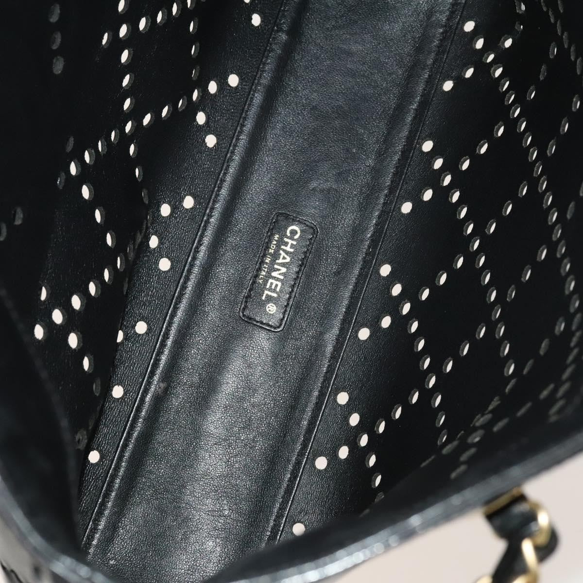 Chanel CC Chain Tote Perforated Patent, BLACK, PATENT_LEATHER, Tote bag