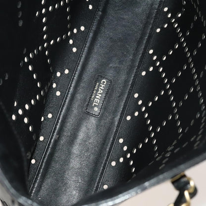 Chanel CC Chain Tote Perforated Patent, BLACK, PATENT_LEATHER, Tote bag