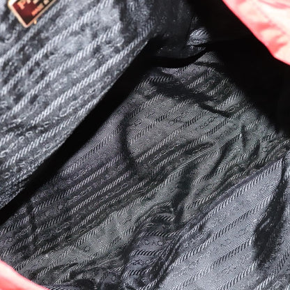 Prada Convertible Metal Handle Satchel Quilted Tessuto, RED, NYLON, Tote bag