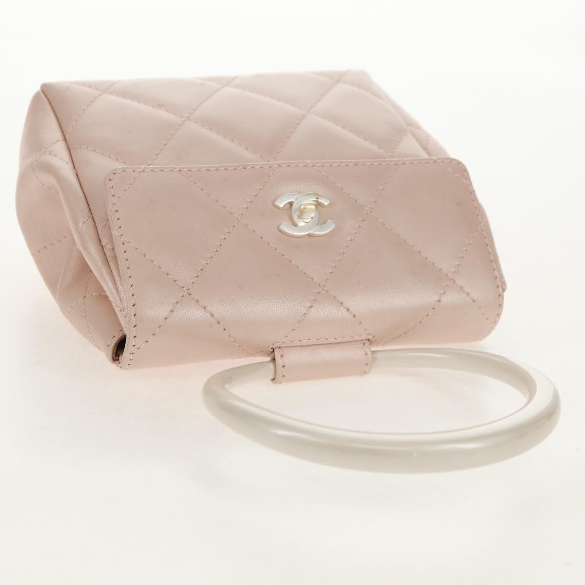 Chanel Ring Flap Bag Quilted Leather, PINK, LEATHER, Clutche & pouche