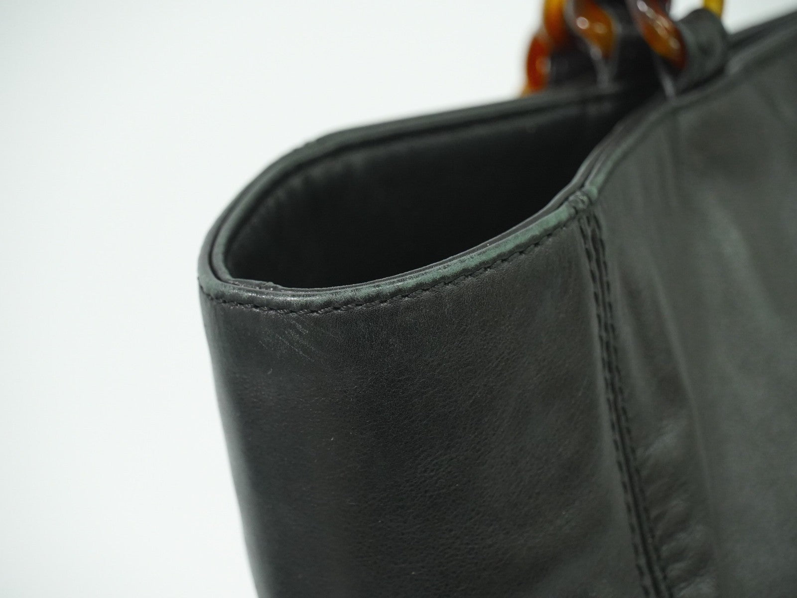 Chanel Vintage CC Resin Chain Tote Leather, BLACK, LEATHER, Tote bag