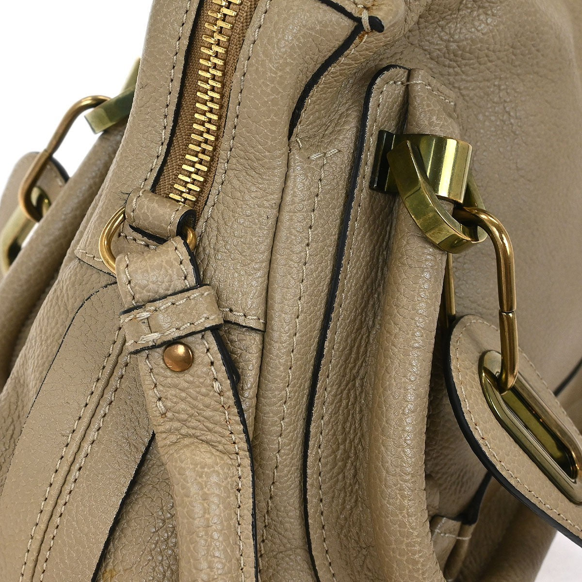 Chloe Paraty Top Handle Bag Leather, BEIGE, LEATHER, Handbag