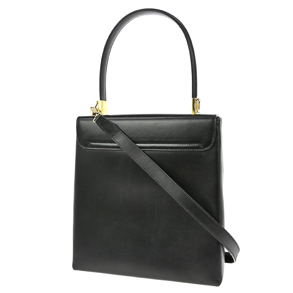 Salvatore Ferragamo Gancini handbag Leather, BLACK, LEATHER, Handbag