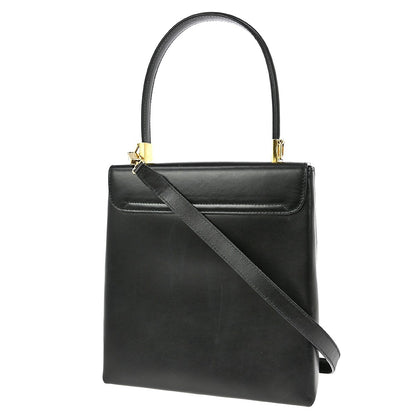 Salvatore Ferragamo Gancini handbag Leather, BLACK, LEATHER, Handbag