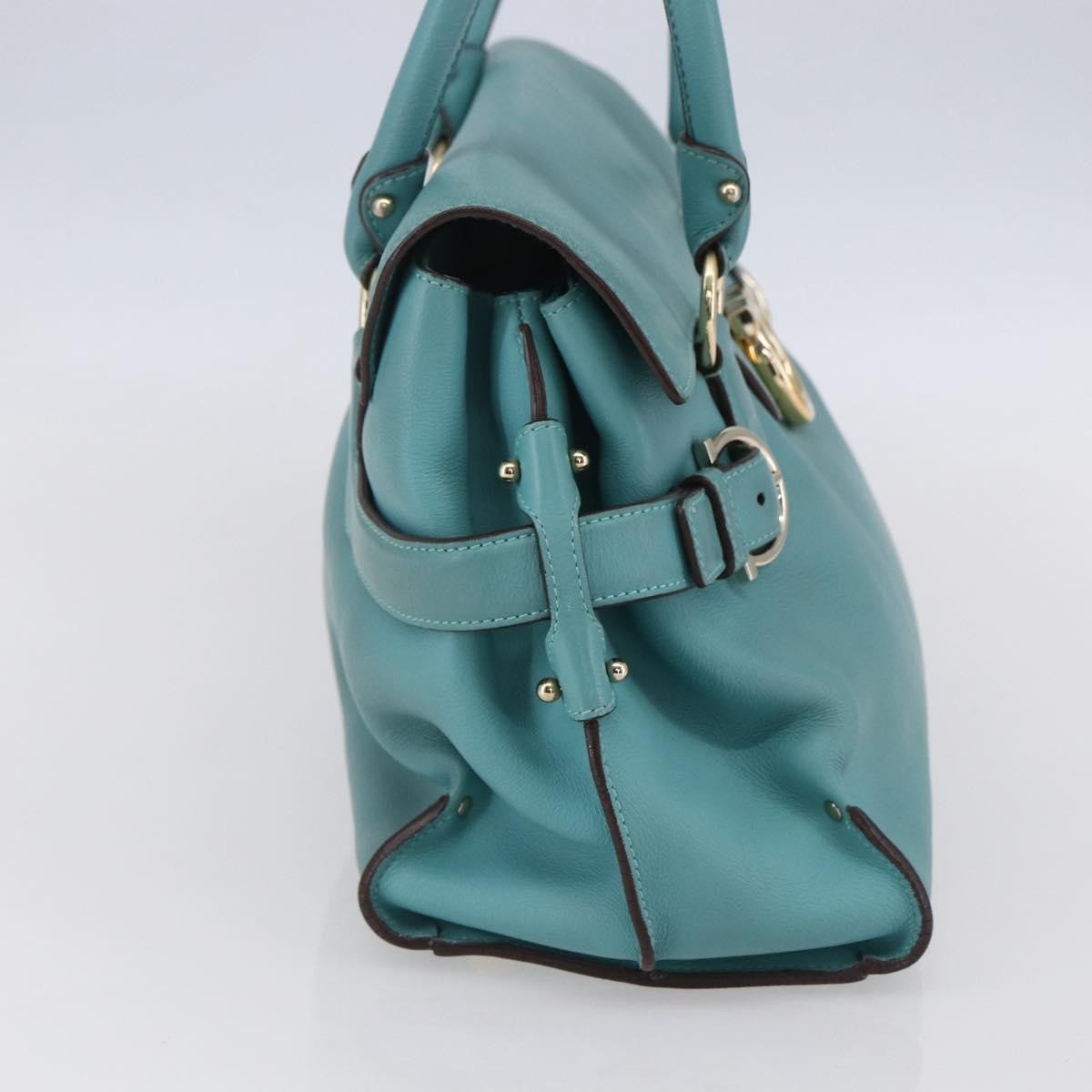 Salvatore Ferragamo Virna Satchel Leather, TURQUOISE, LEATHER, Tote bag