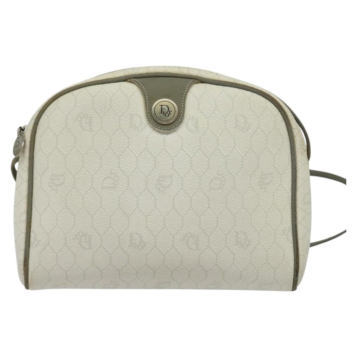 Christian Dior Vintage Honeycomb Shoulder Bag Canvas, WHITE, CANVAS, Shoulder bag