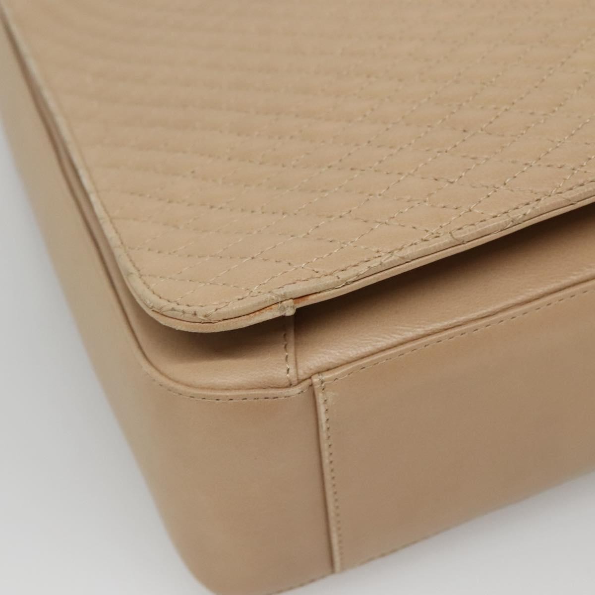 Bally Vintage Chain Shoulder Bag Quilted Leather, BEIGE, LEATHER, Shoulder bag