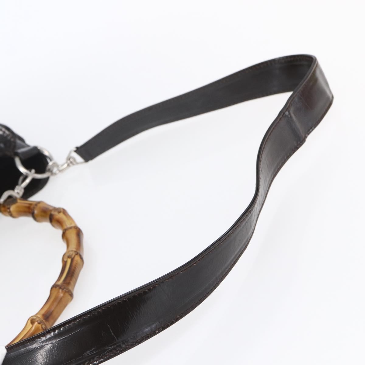 Gucci Vintage Bamboo Handle Bag Nylon, BROWN, NYLON, Handbag