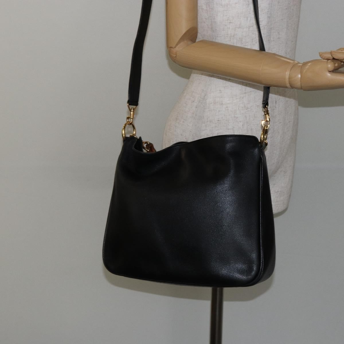 Gucci Diana NM Bamboo Shoulder Bag Leather, BLACK, LEATHER, Shoulder bag