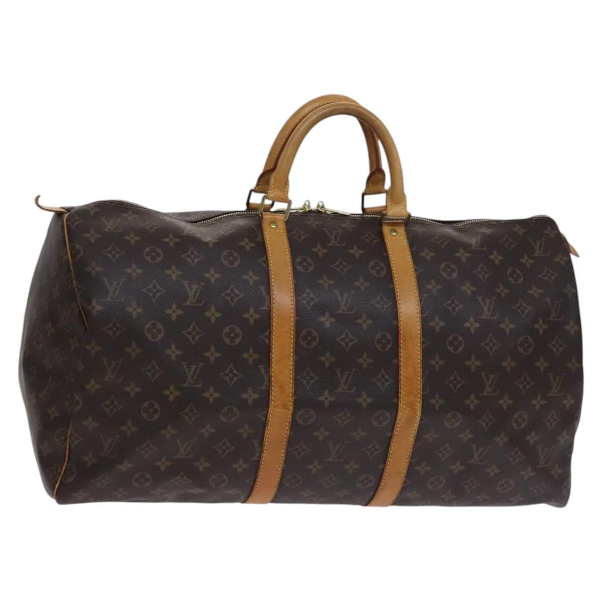 Louis Vuitton Keepall Bag Monogram Canvas, BROWN, CANVAS, Travel bag