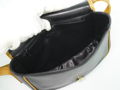 Celine Vintage Shoulder Bag Leather, BLACK, LEATHER, Shoulder bag