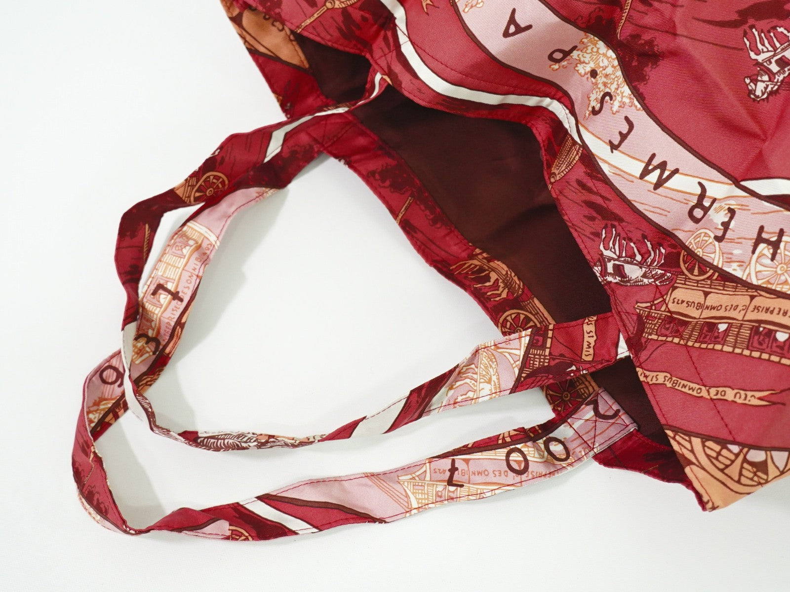 Hermes Silky Pop Tote Printed Silk, BURGUNDY, SILK, Tote bag
