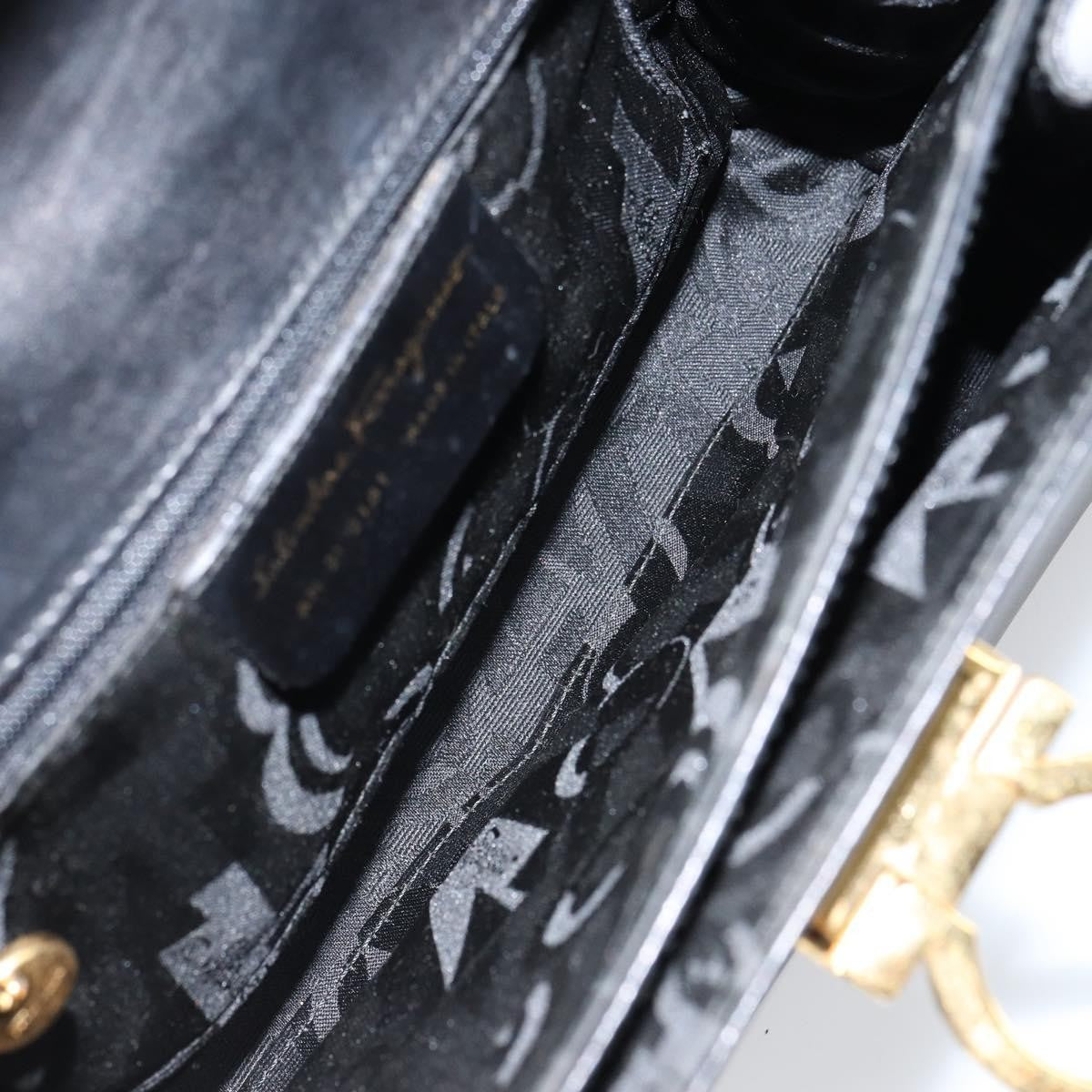 Salvatore Ferragamo Gancini Convertible Top Handle Bag Leather, BLACK, LEATHER, Handbag