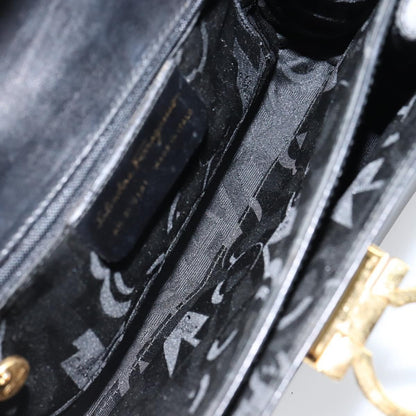 Salvatore Ferragamo Gancini Convertible Top Handle Bag Leather, BLACK, LEATHER, Handbag