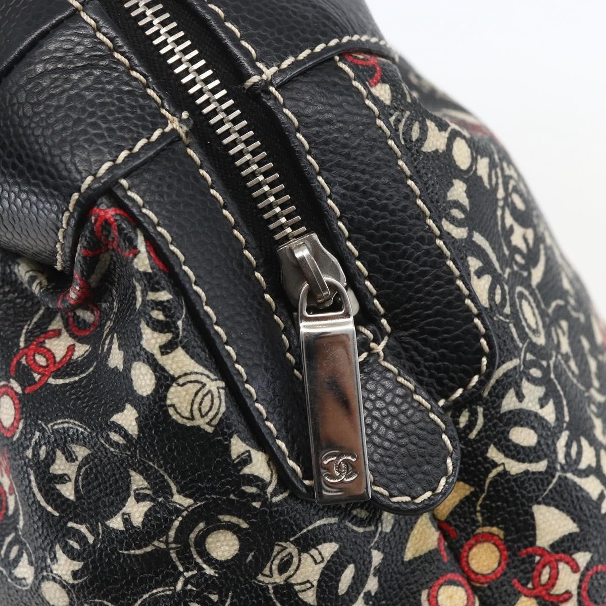 Chanel Optic Coco Bowler Bag Printed Coated Canvas with Caviar, BLACK, PVC, Travel bag