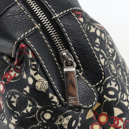 Chanel Optic Coco Bowler Bag Printed Coated Canvas with Caviar, BLACK, PVC, Travel bag