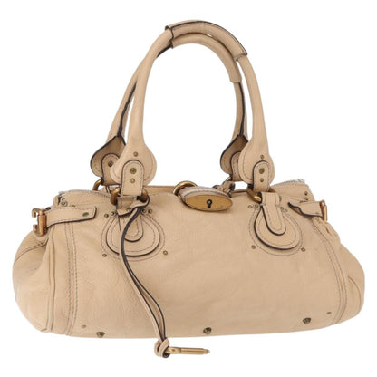 Chloe Paddington Lock Satchel Leather, BEIGE, LEATHER, Handbag