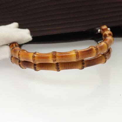 Gucci Vintage Bamboo Handle Tote Nylon, BROWN, SYNTHETIC, Tote bag