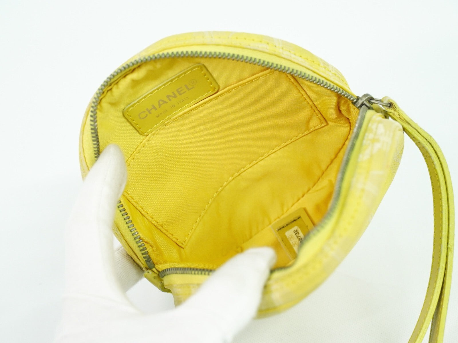 Chanel Travel Line Round Wristlet Nylon, YELLOW, CANVAS, Travel bag