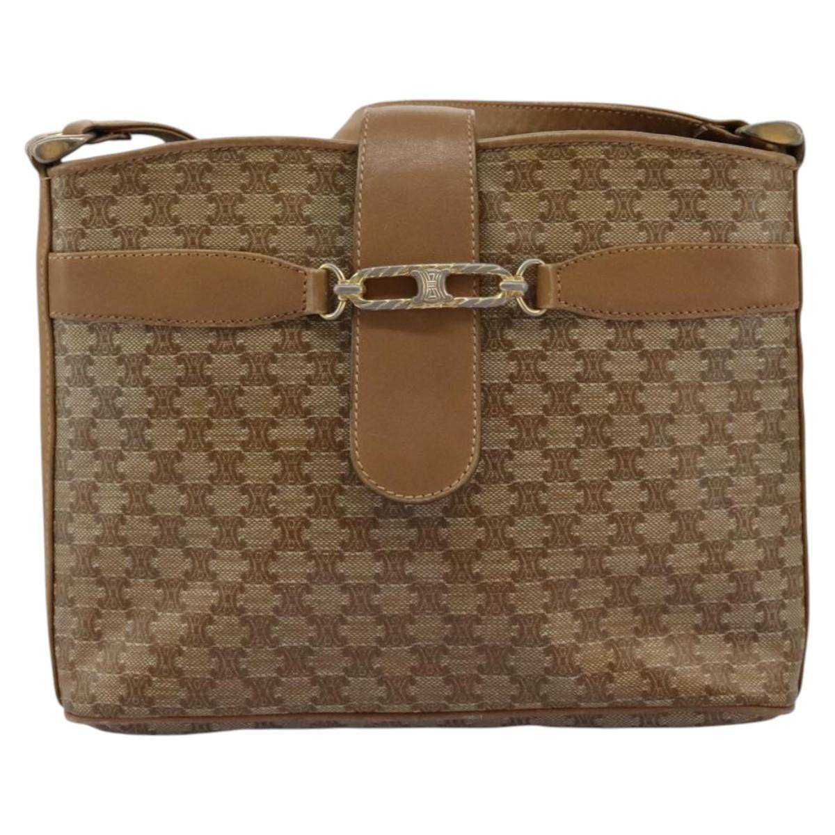 Celine Vintage Macadam Shoulder Bag Canvas, BEIGE, CANVAS, Shoulder bag