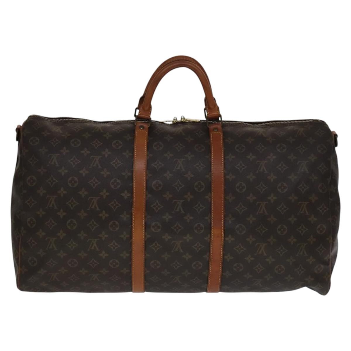 Louis Vuitton Keepall Bandouliere Bag Monogram Canvas, BROWN, CANVAS, Travel bag