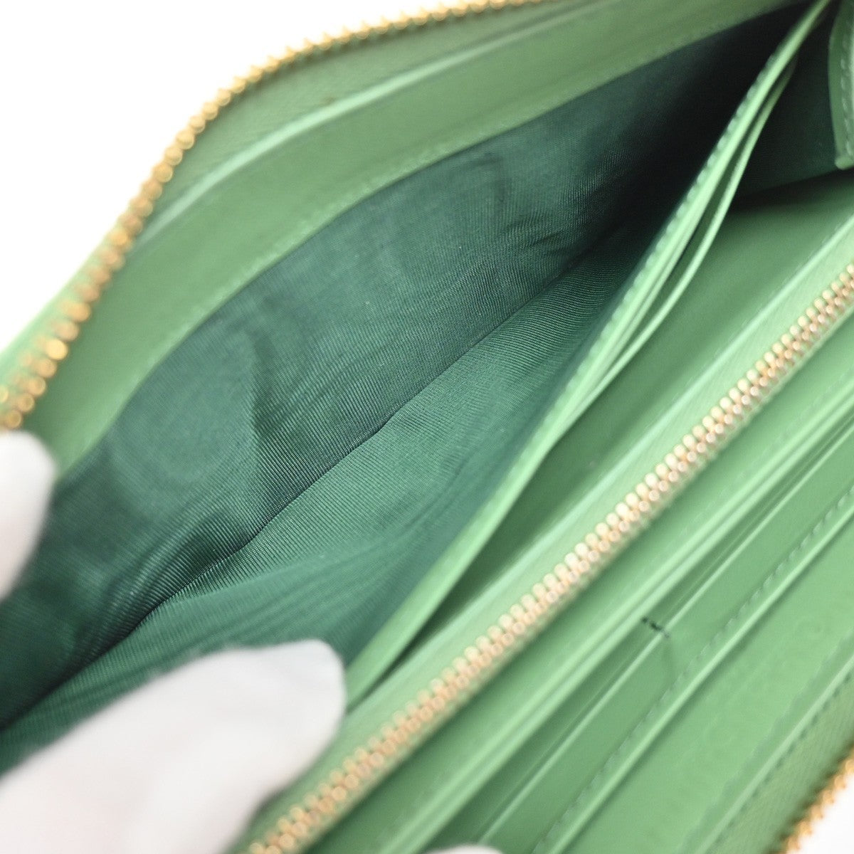 Christian Dior Lady Dior Zip Around Wallet Cannage Quilt Patent, GREEN, PATENT_LEATHER, Clutche & pouche