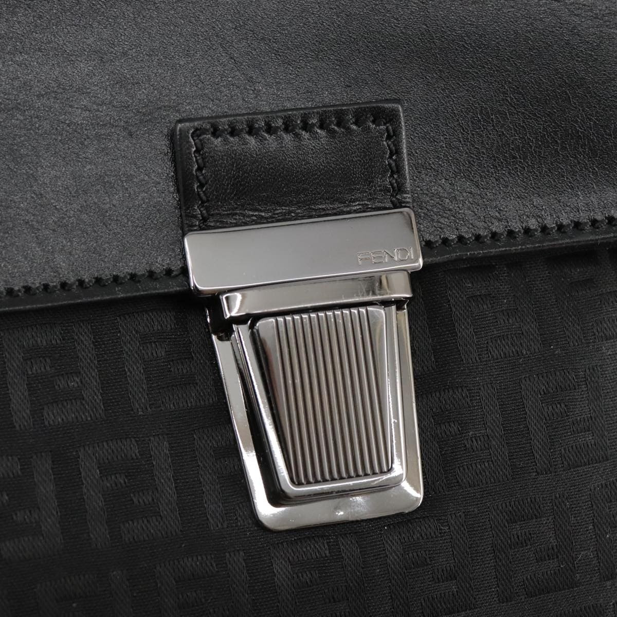 Fendi Convertible Pushlock Flap Satchel Zucca Canvas and Leather, BLACK, CANVAS, Briefcase