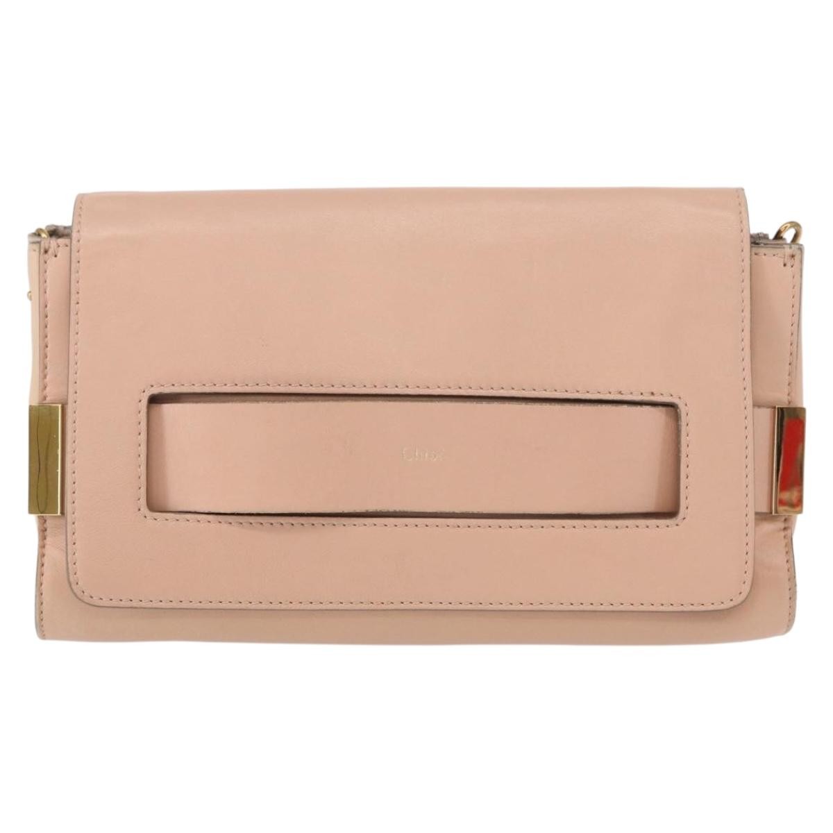 Chloe Elle Chain Clutch Leather, PINK, LEATHER, Shoulder bag