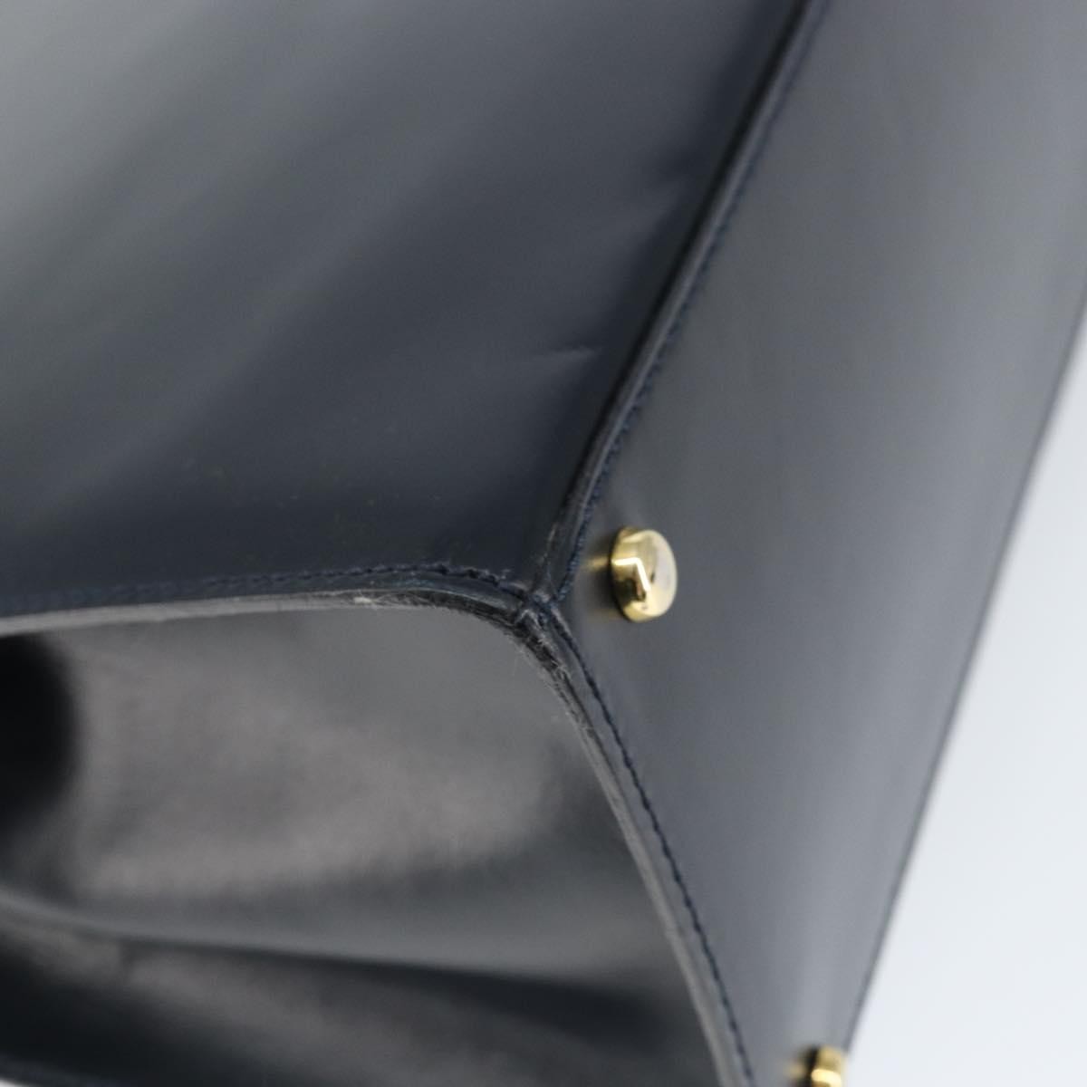 Celine Circle Logo Handbag Leather, NAVY, LEATHER, Handbag