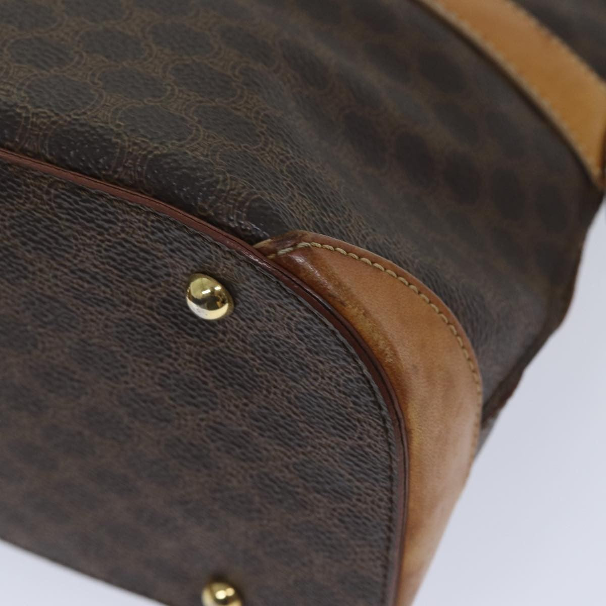 Celine Macadam Handbag Macadam with leather, BROWN, CANVAS, Handbag