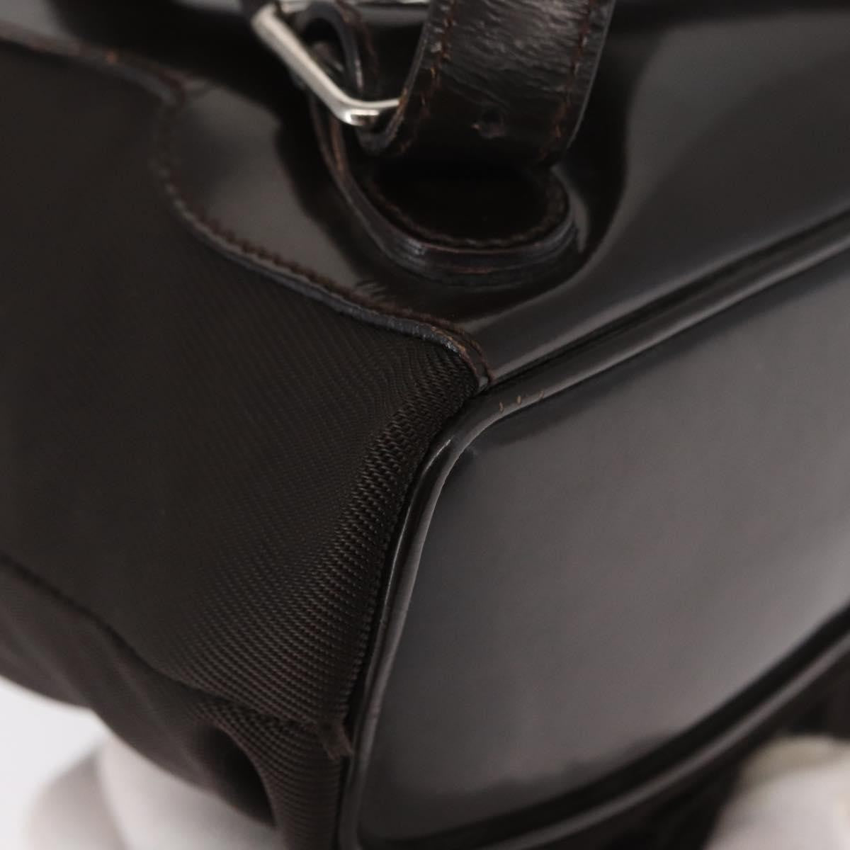 Gucci Vintage Bamboo Backpack Nylon and Patent Leather, BLACK, NYLON, Backpack