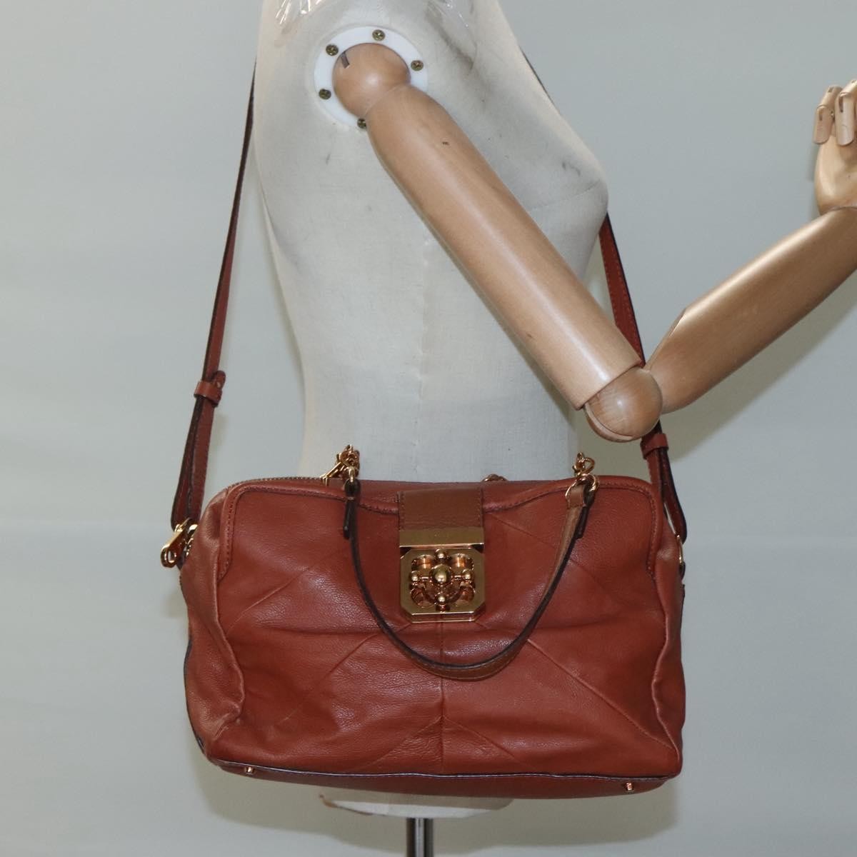 Chloe Elsie Satchel Leather, BROWN, LEATHER, Handbag