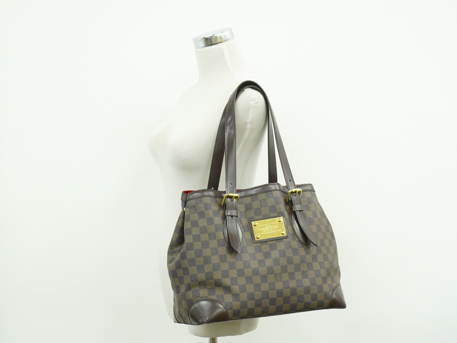 Louis Vuitton Hampstead Handbag Damier, BROWN, CANVAS, Tote bag